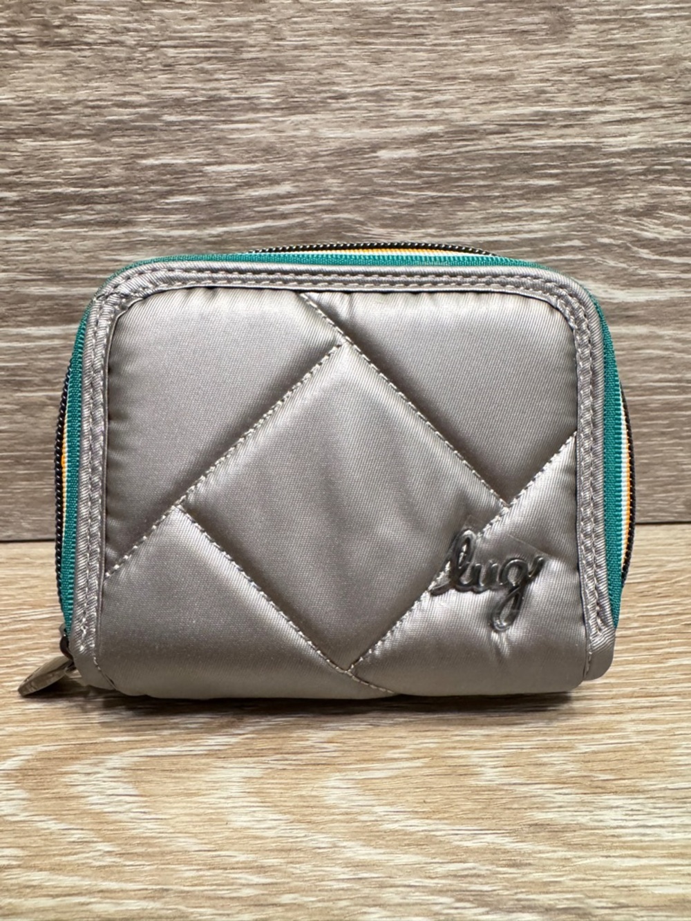 Lug Splits SE RFID Wallet Metallic Silver Double zip compartments New W/O Tags